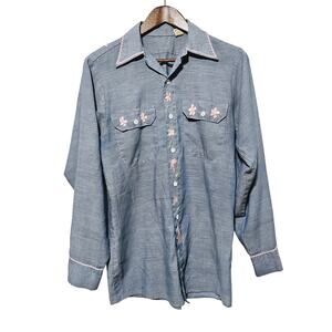 Wrangler Vintage 70's Embroidered Button-Up Top Sz M Monica Dutton Yellowstone